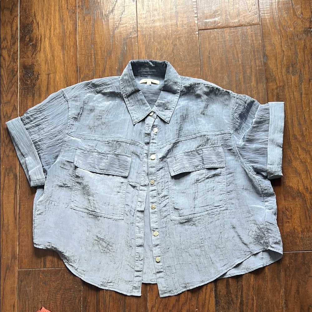Madewell Blue/Gray Casual Button Down cropped Shirt